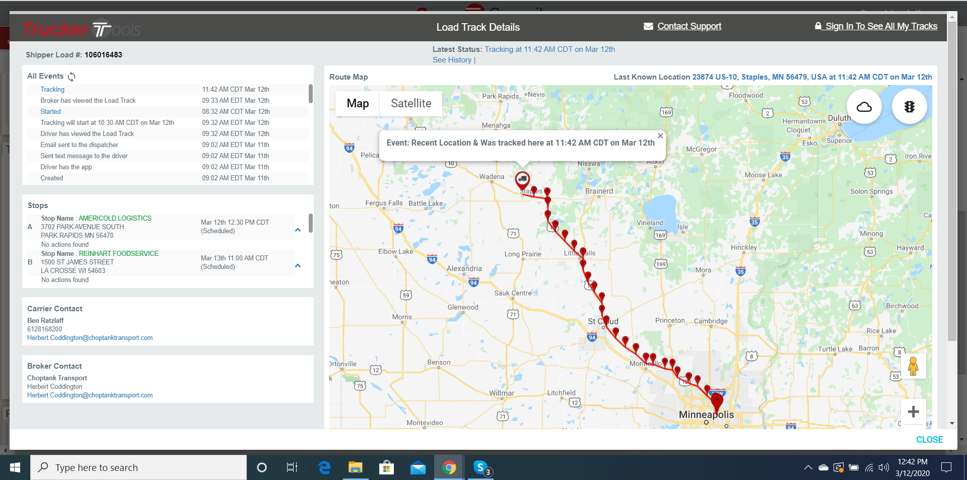 Trucker Tools app-based, GPS-powered visibility solution provides truckload shipment in-transit updates as frequently as every 5 minutes, with an updated visual progress display