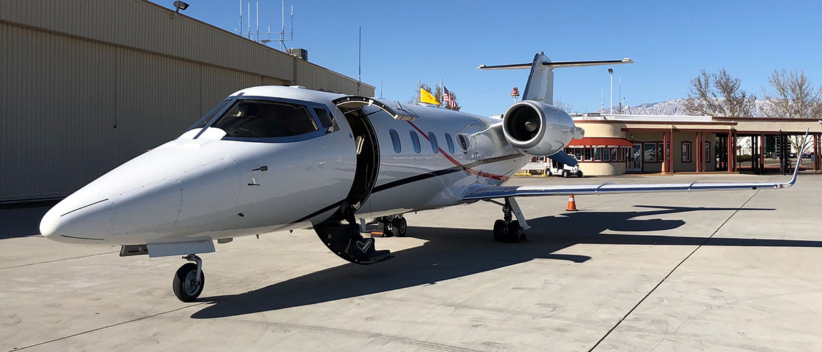 Exterior of AirCARE1's Learjet 60