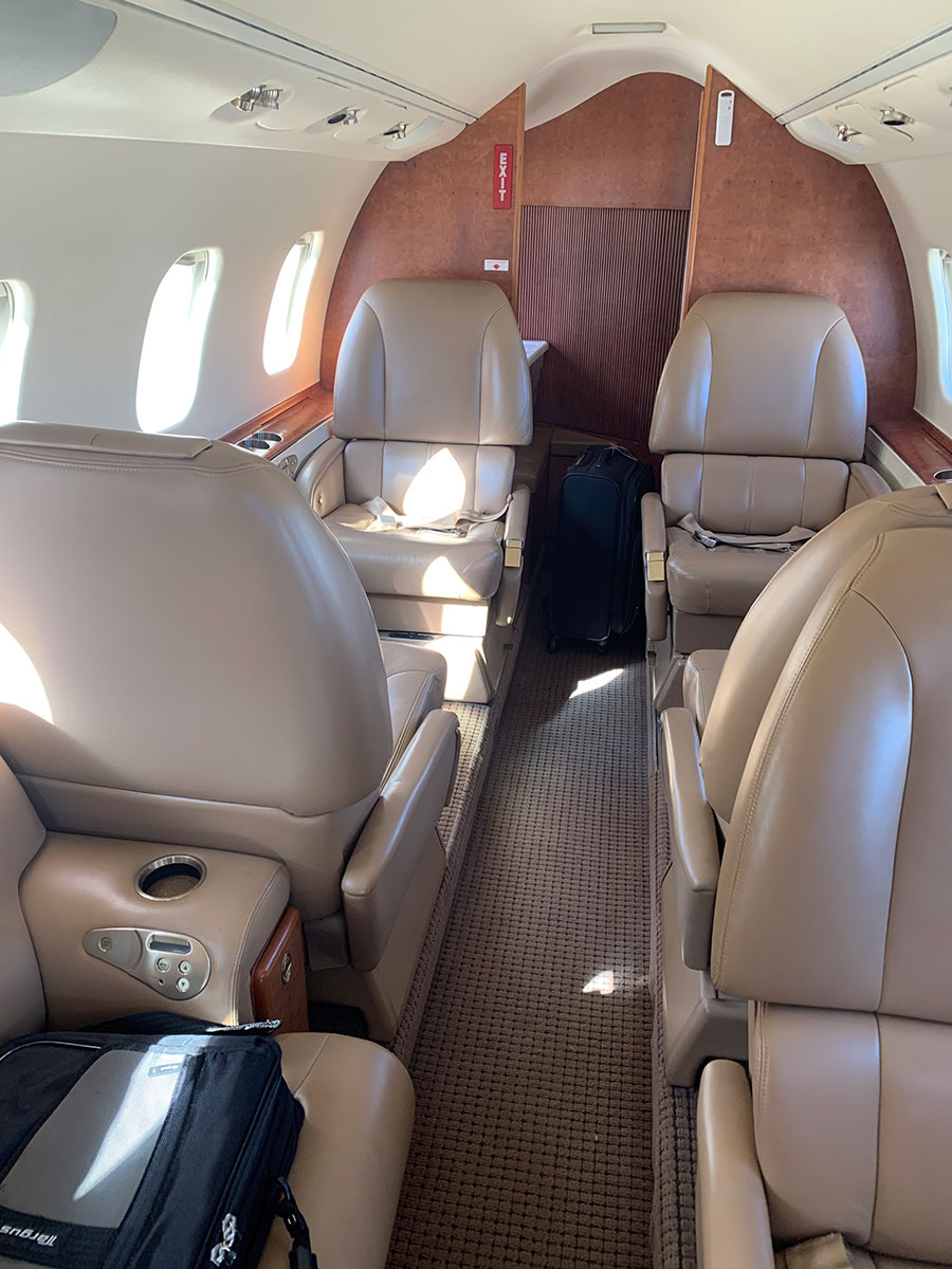 Interior of AirCARE1's Learjet 60