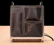 Leather Mac Pro Saddle — right side view — pockets for keyboard, headphones, and other large items