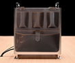 The Mac Pro Saddle — left side view — pockets for small devices and the WaterField Medium Gear Pouch