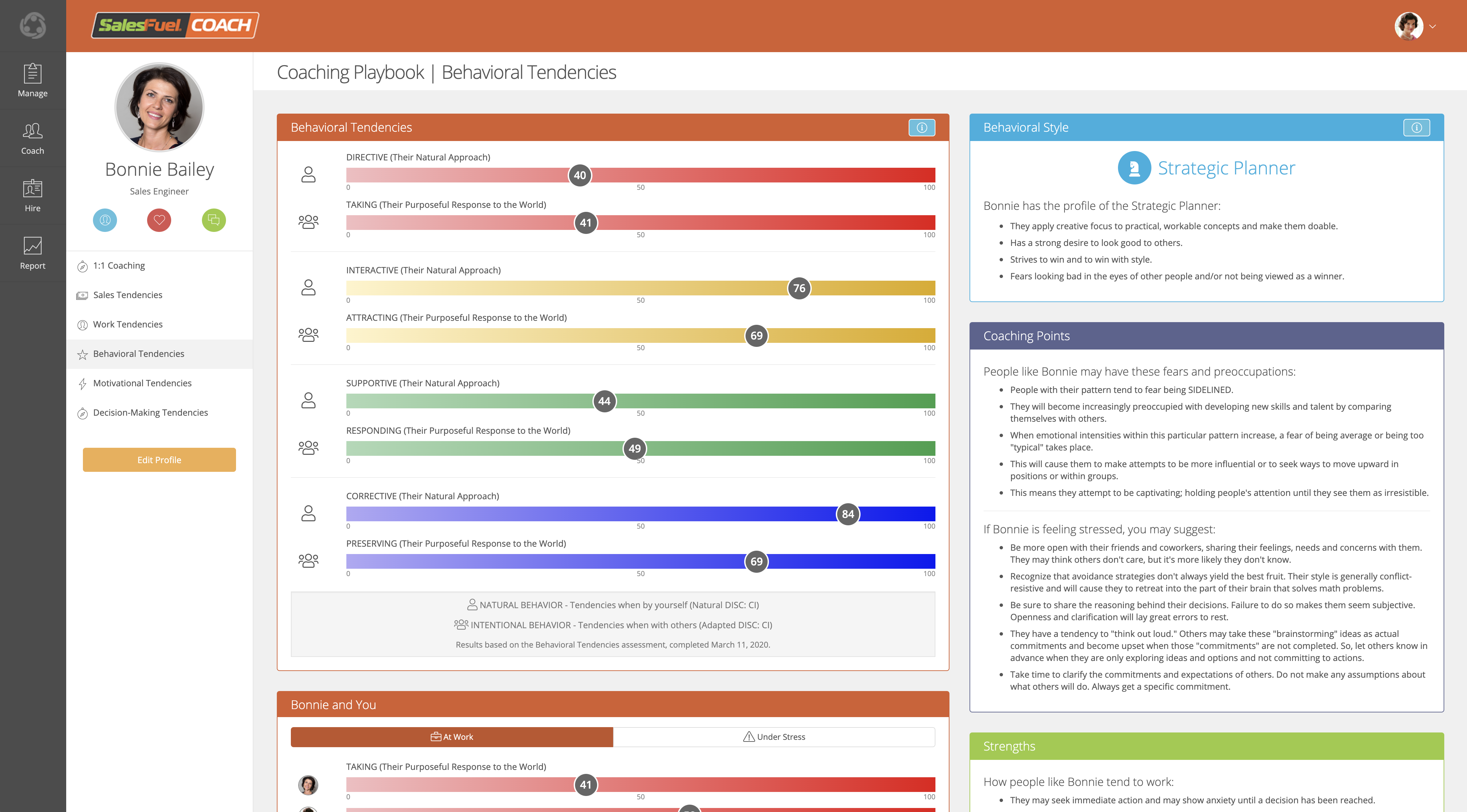 SalesFuel Coach Behavioral Tendencies