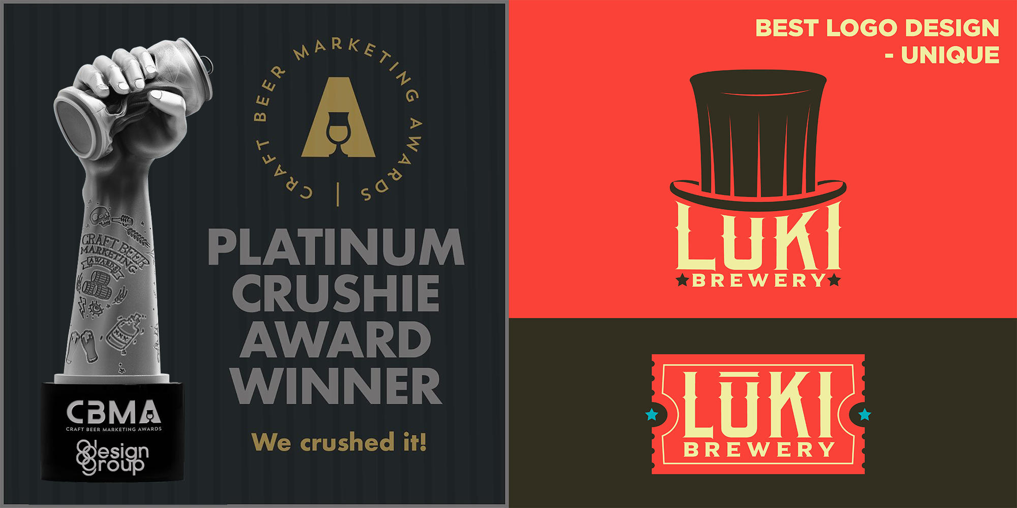Best Logo Design / Unique for LUKI Brewery Awarded to 88 Design Group
