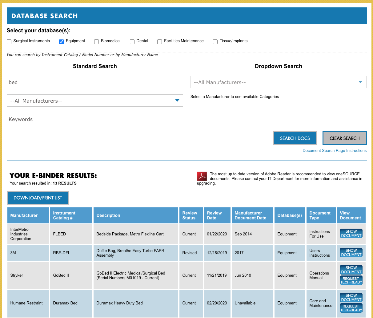 Long-Term Care Database - Bed Search