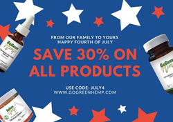 Save 30% on GoGreen CBD July 4th Weekend Sale