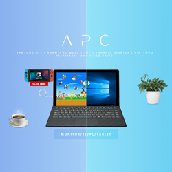 The 1st tablet can be touchscreen monitor and standalone PC!

APC supports any Type-C or HDMI devices. Turn smartphone into real tablet/laptop. Full desktop experience.

Full compatible Samsung DeX, Huawei, OnePlus, TNT, iPhone, LG, Asus, Windows/Linux.