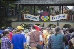Visitors enter the village gates of the annual Carolina Renaissance Festival.