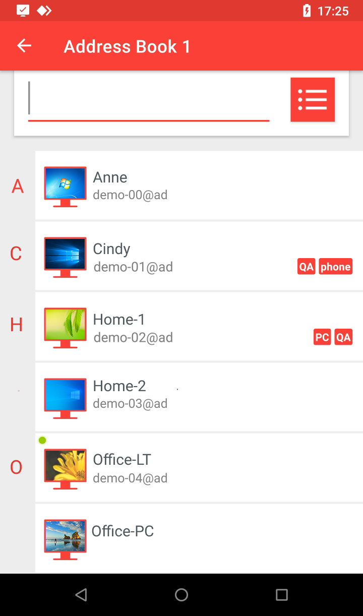 AnyDesk version 6 now provides address book on android devices