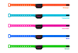 Petpuls's detachable and interchangeable collar straps come in orange, turquoise, hot pink, blue and green.