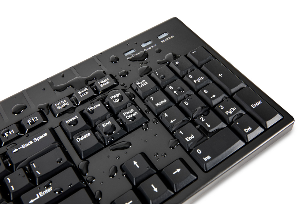 WetKeys Washable Keyboard Full-size ABS Plastic Waterproof Keyboard with 10-key Number-pad KBWKABS104-BK