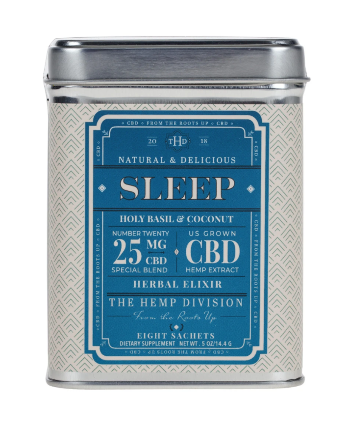 Sleep​ is a new tea blend that dreams are made of: Holy basil, moringa, coconut pieces, and CBD-rich (25 MG) Hemp extract.​