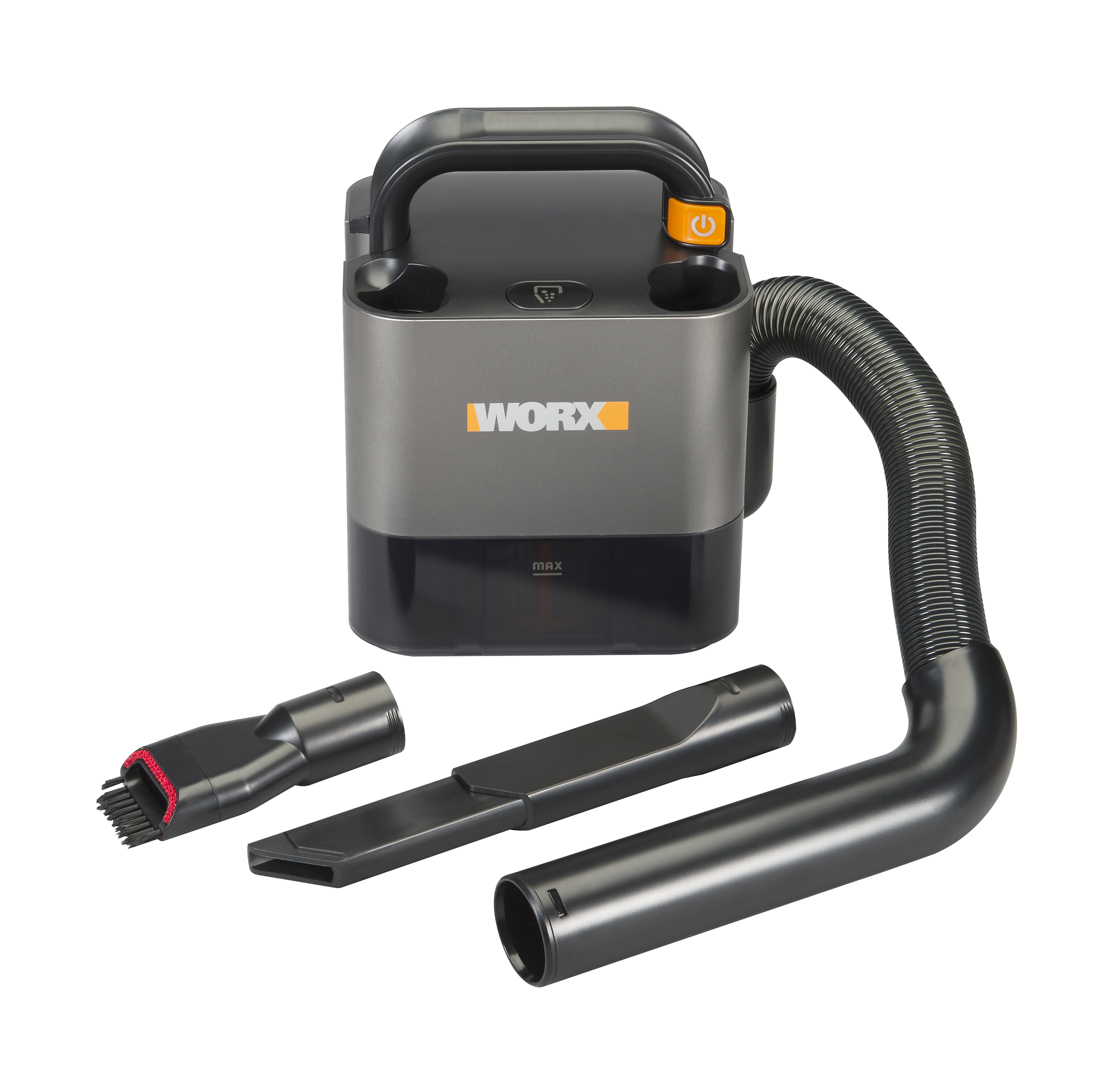 WORX 20V Power Share Portable Vacuum is constructed of durable nylon resin and features a 4-ft., flexible hose and built-in handle for easy transport.