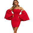 RG Red Mini Off Shoulder Bell Sleeve Dress