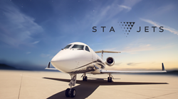 STA Jets Logo with a private jet on the tarmac flight safety certification