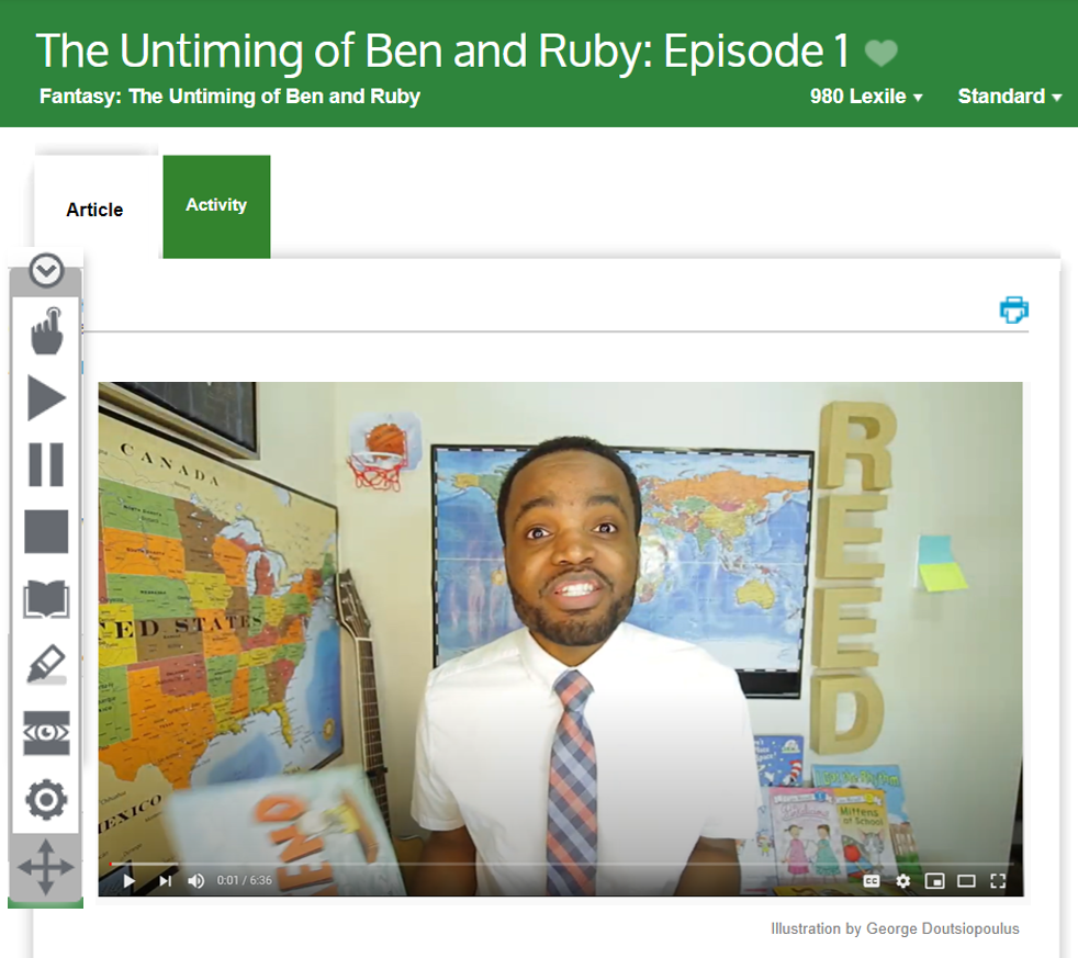 Mr. Reed's pre-recorded lessons will introduce students to Achieve3000's original differentiated fiction series.