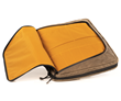 Front flap pocket opens with smooth-gliding zippers on three sides and stows quick-access items