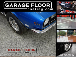 epoxy flooring polyurea polyaspartic garage floor coating blue Camaro