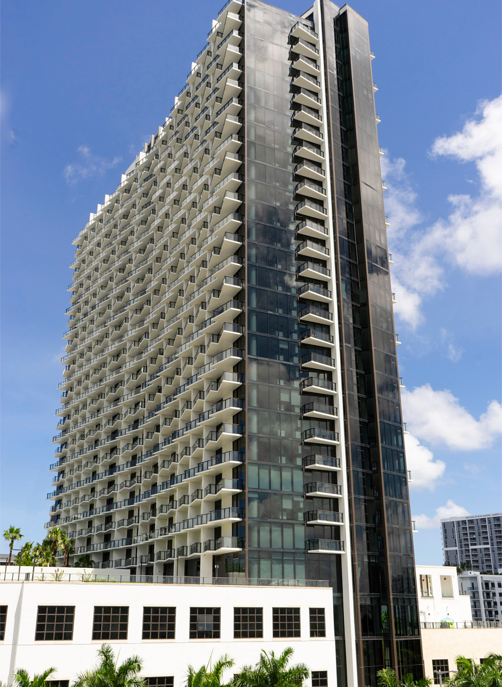 Miami high-life: Gio Midtown, a mixed-use development, features a 39-story tower with 447 apartments, a parking garage, and retail and commercial office space.