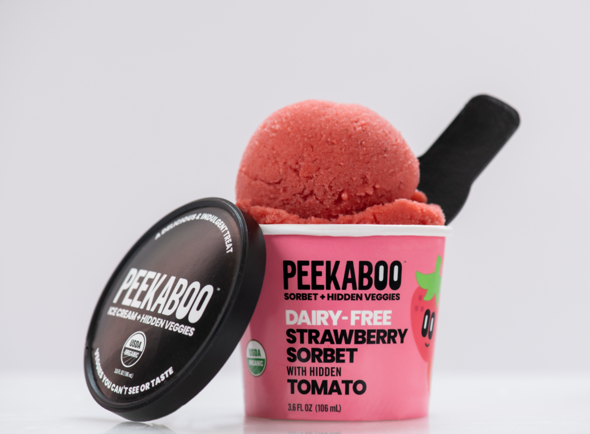 Peekaboo Strawberry Sorbet with Hidden Tomato