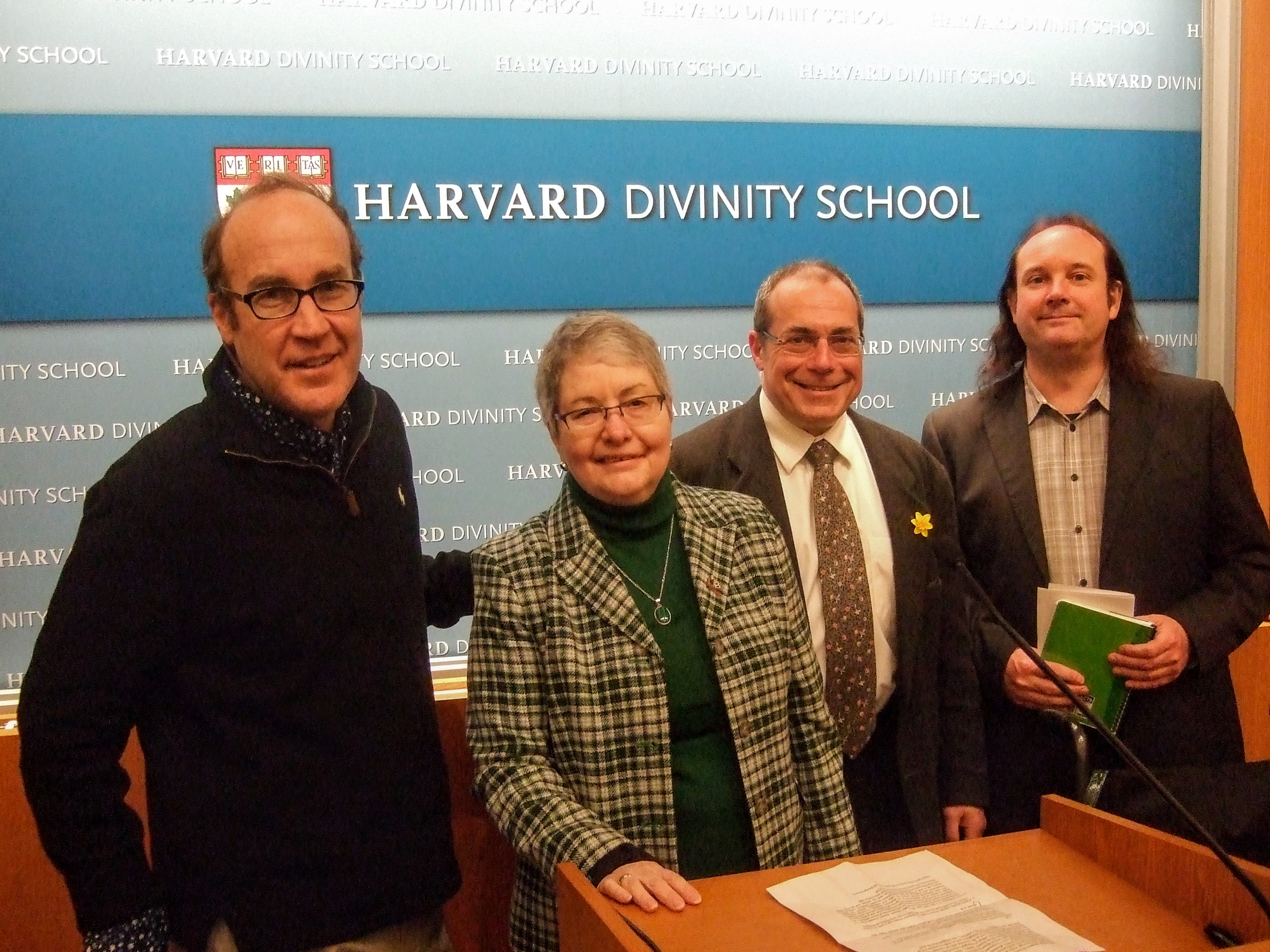 Left to Right: Michael Conti, Beverly Kienzle, George Ferzoco, Robert Hensley-King at The Unruly Mystic Screening at Harvard Divinity School, 2015.