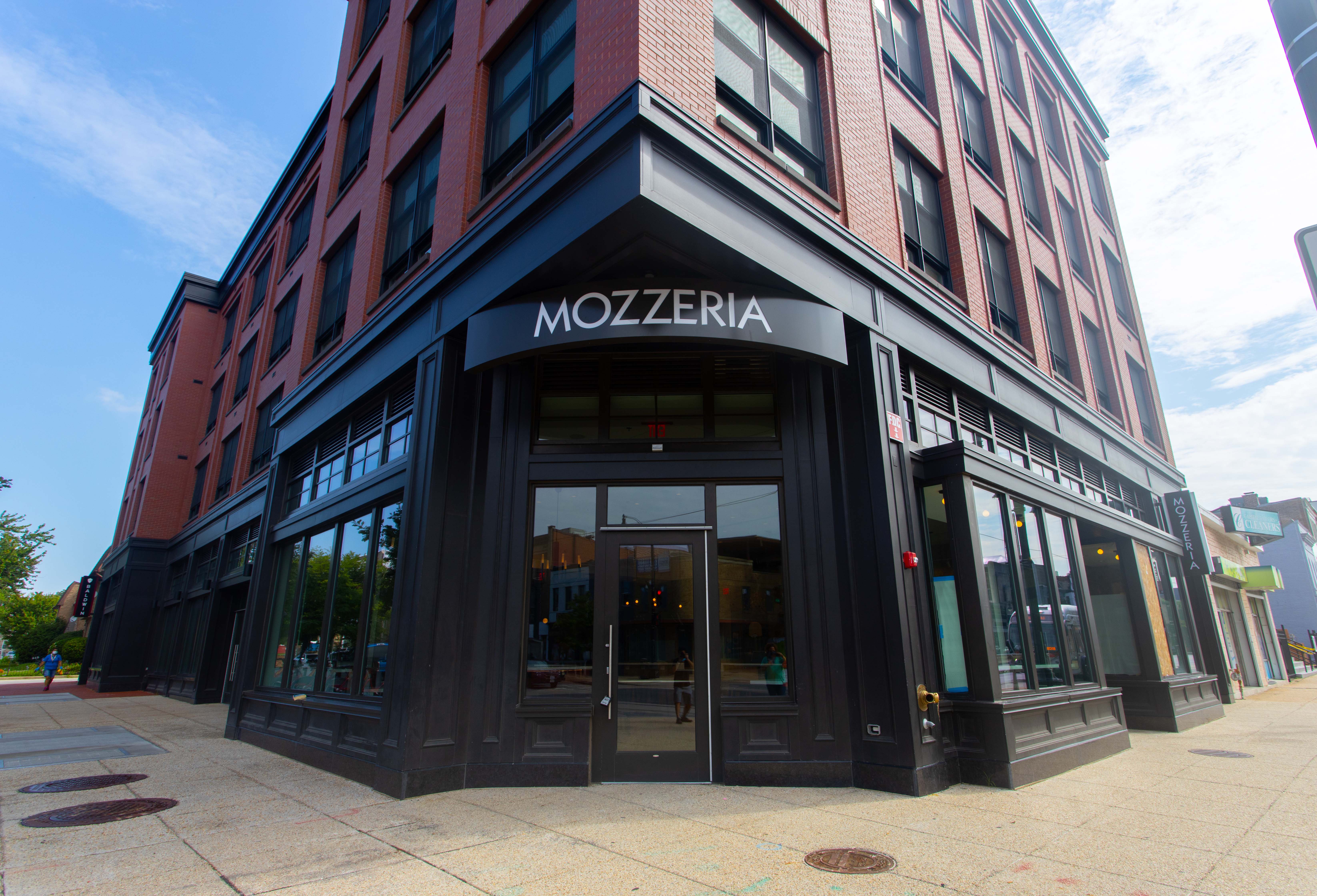 Mozzeria's exterior at the corner of H Street NE and 13th Street NE