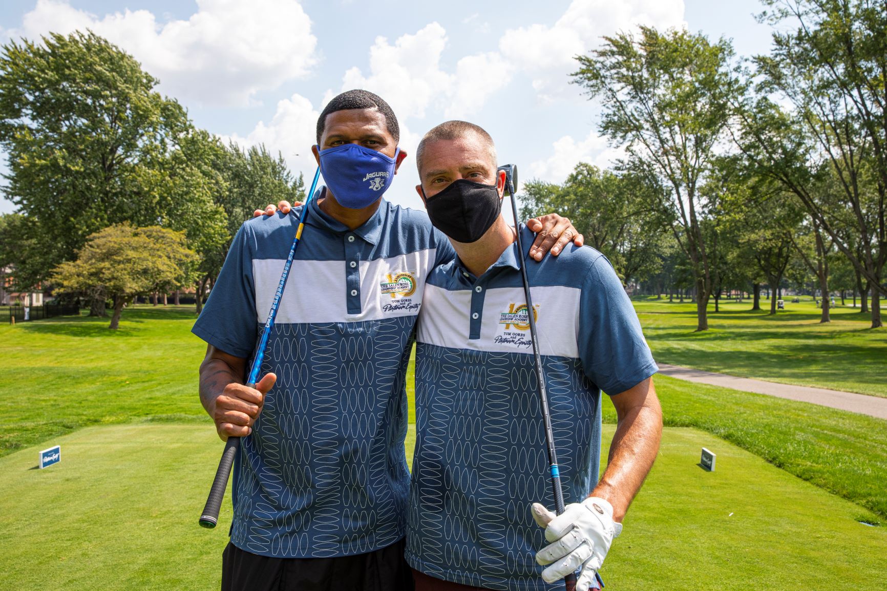 A PGD Global Production, Jalen Rose (L) and David Jacoby (R) pose for a brotherly picture at the 10th Anniversary Jalen Rose Golf Classic presented by Platinum Equity @ Detroit Golf Club.