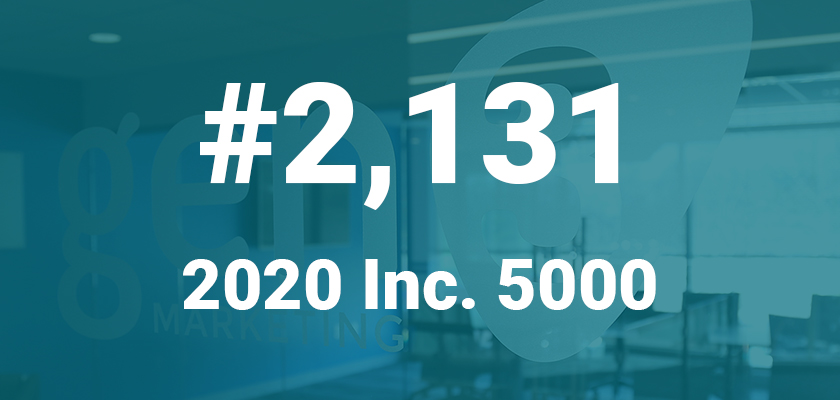 Gen3 Marketing placed 2,131 on the 2020 Inc. 5000.