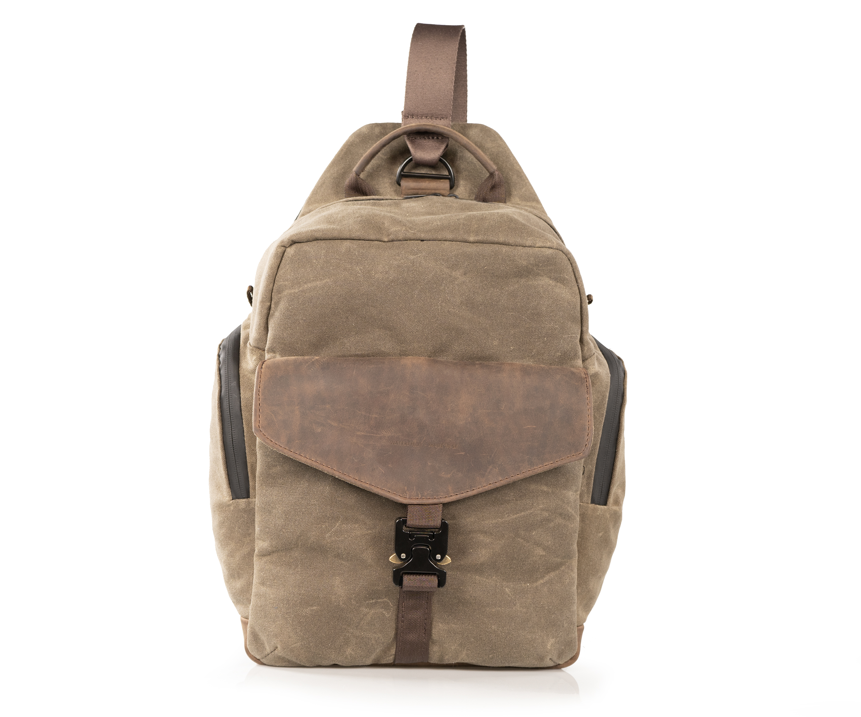 Field Sling in waxed canvas and chocolate full-grain leather