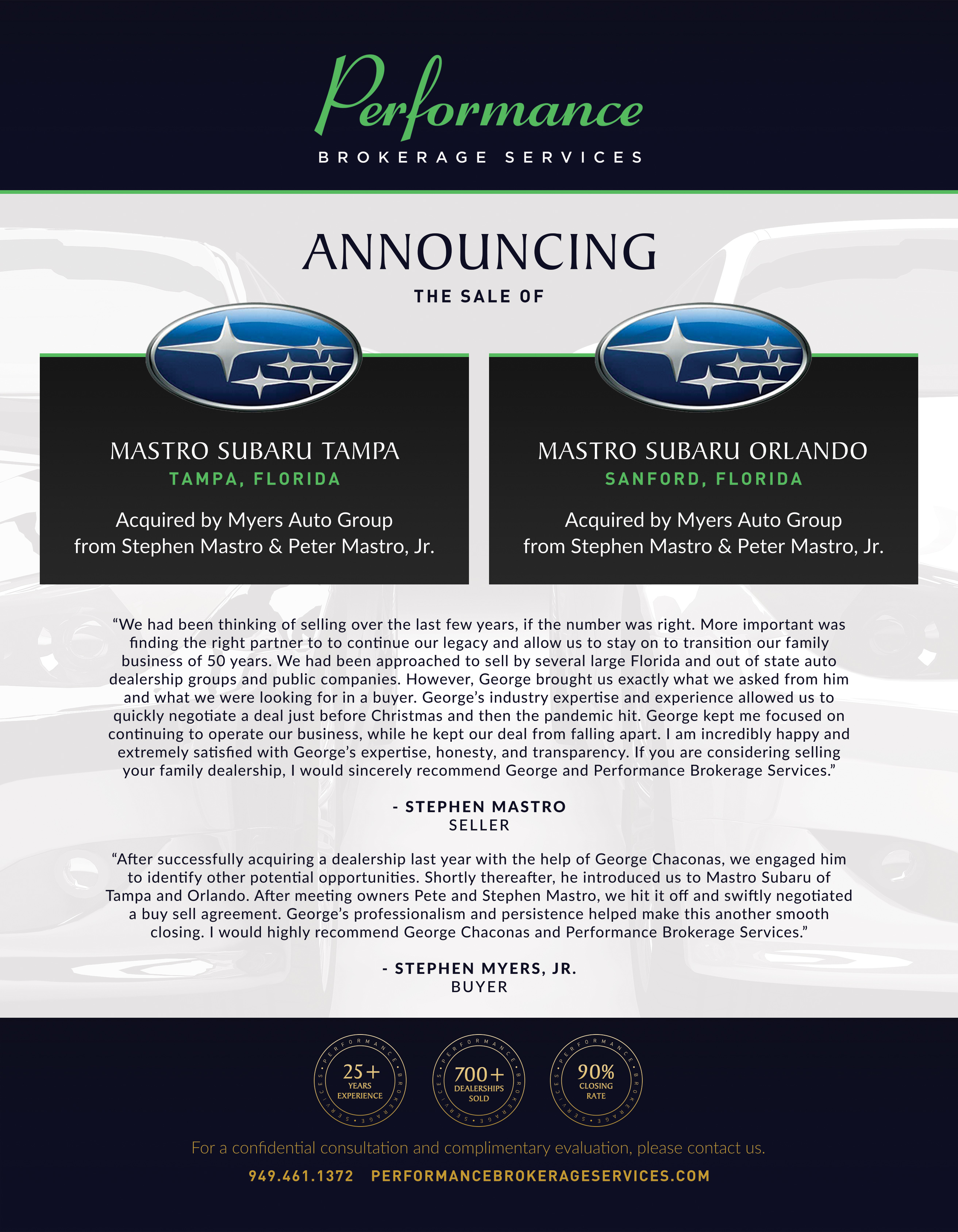 New Names!! Subaru South Tampa and Subaru North Orlando!