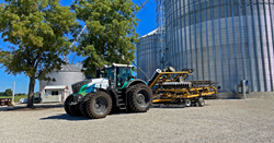 NovAtel and AutonomouStuff R&D tractor on a farm