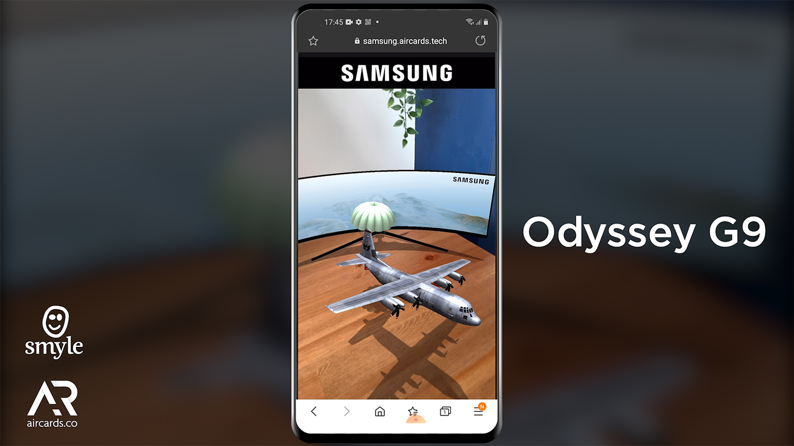 The Web AR demonstration for the Odyssey monitor also featured a custom 3D animation with visuals derived from PUBG, emerging seamlessly from the screen.