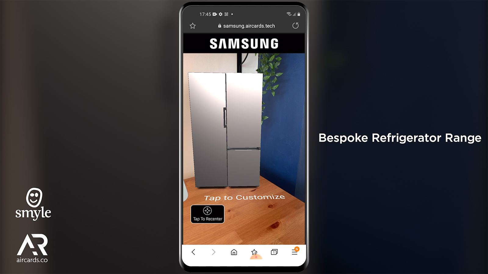 Web AR 3D Product Demonstration of the Samsung Bespoke Refrigerator Range