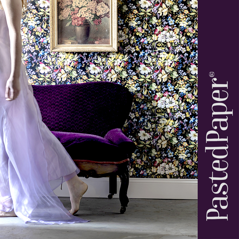 PastedPaper V&A Kilburn Dark Botanical wallpaper