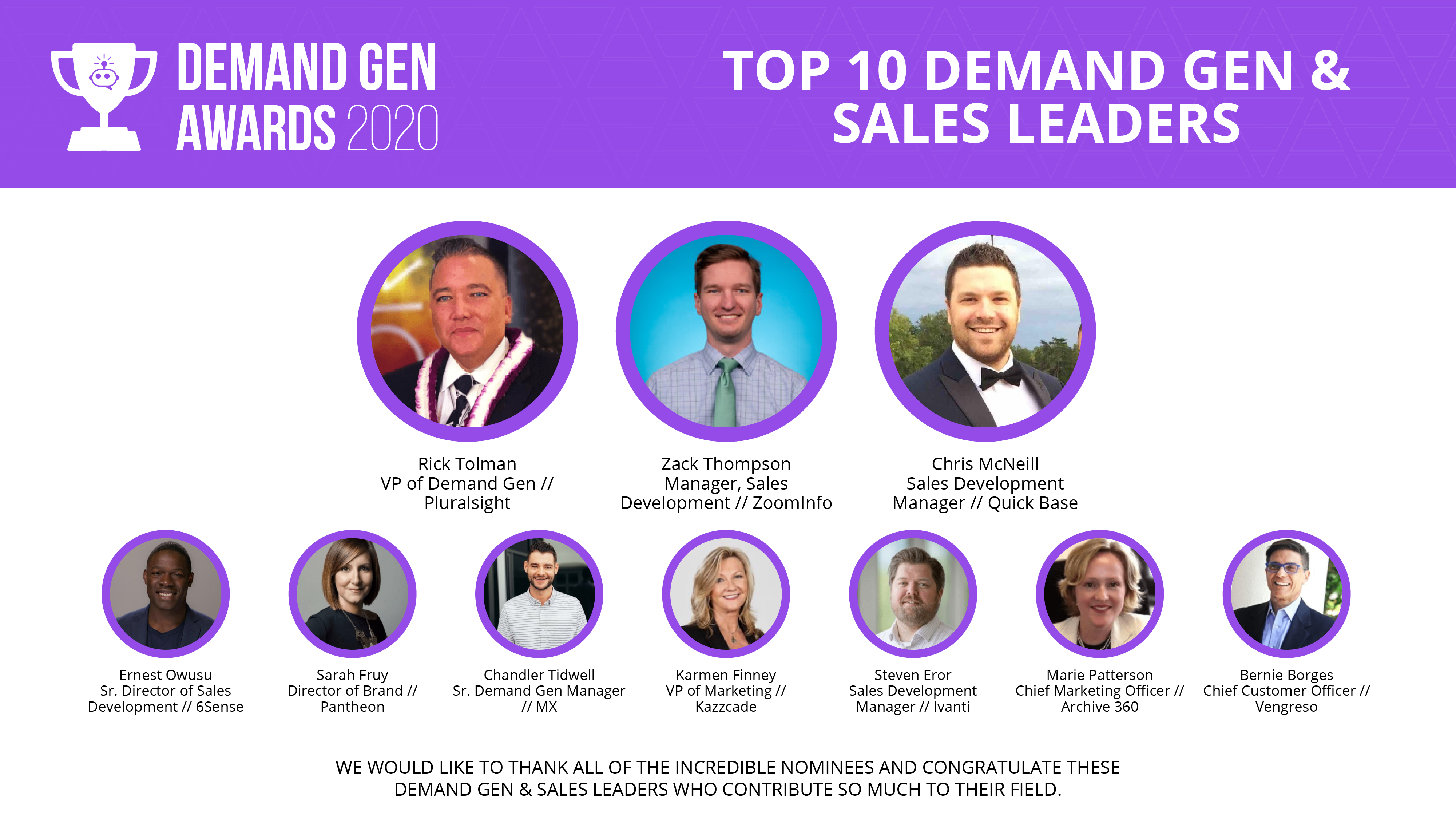 Demand Gen & Sales Leaders Winners
