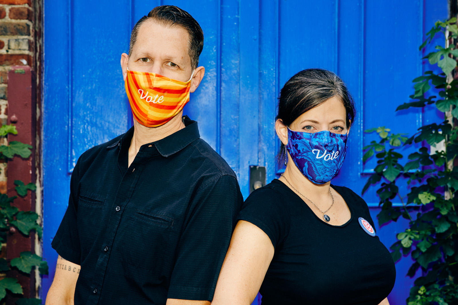 The Vote Mask's Aaron Belyea and Liz Linder (photo credit: Kelly Davidson)