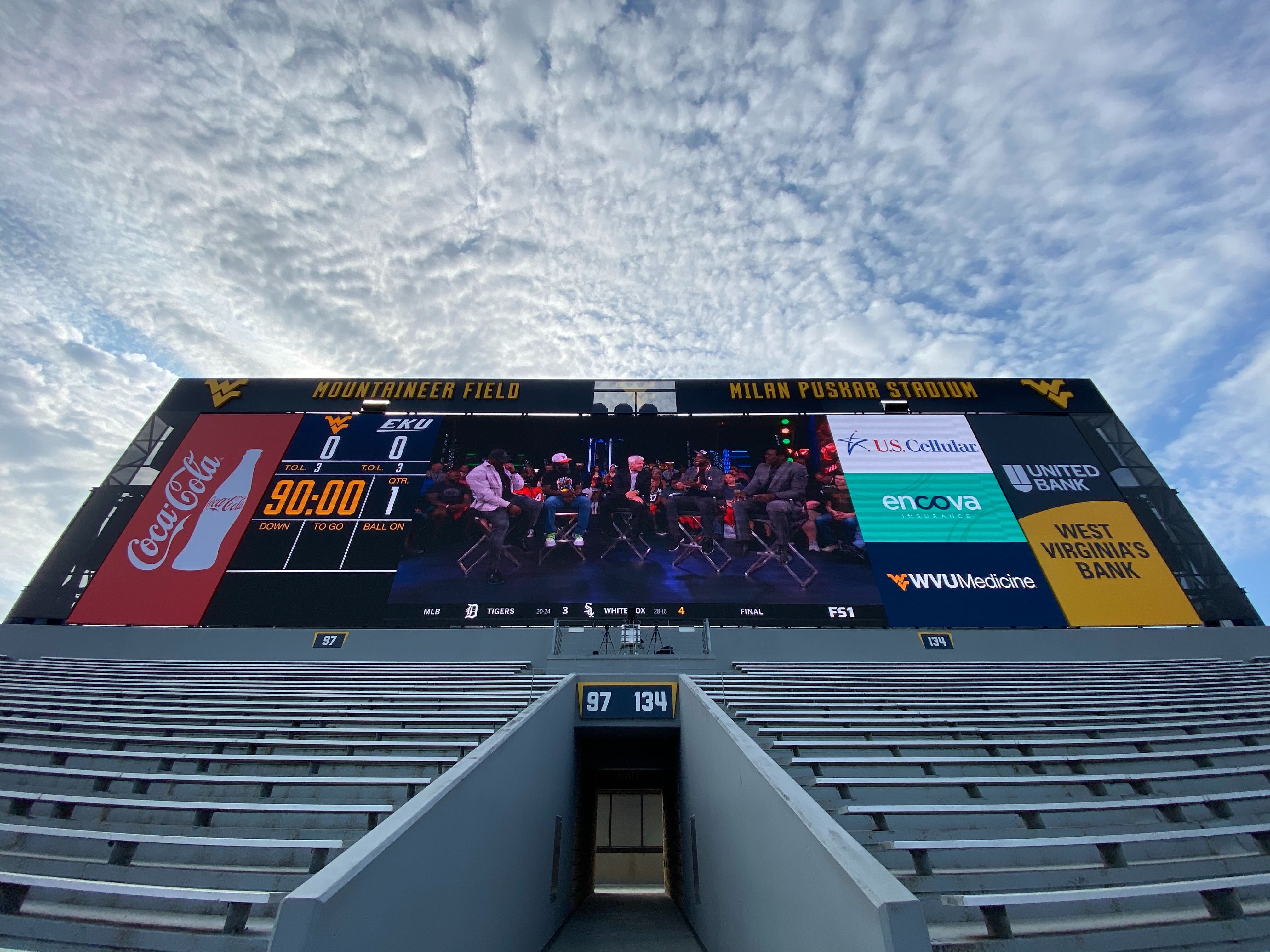 A recent project at West Virginia University's Milan Puskar Stadium, host of Mountaineer football - south endzone videoboard.