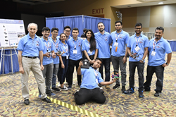The Design-Build-Vertical Flight Student Competition is the successor to the VFS Micro Air Vehicle (MAV) Student Challenge. Shown is the 2018 MAV team from Vaughn College of Aeronautics & Technology.