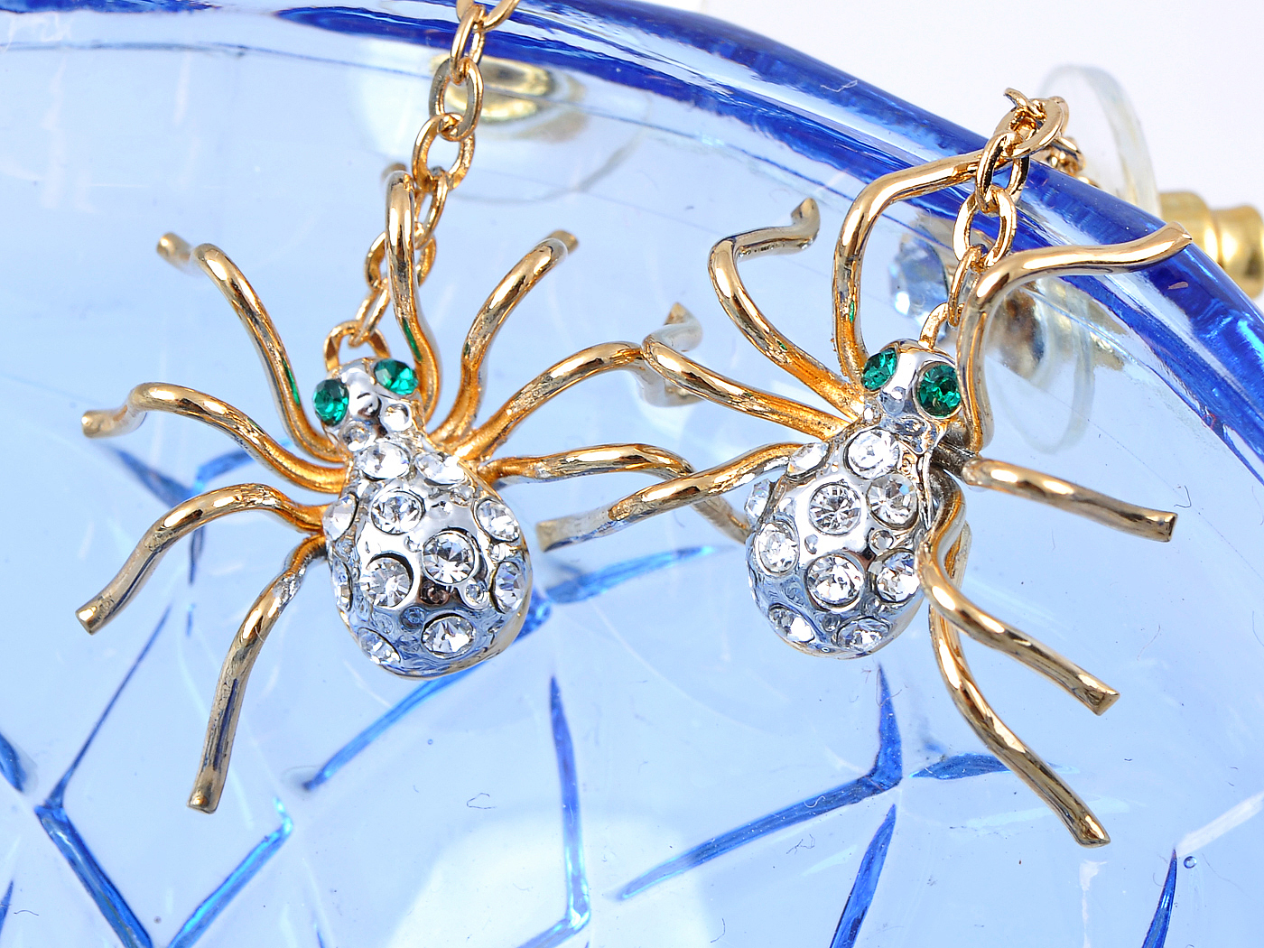 Gold Tone Spider Drop Earrings