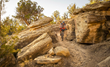 Man rides a rocky trail in Mesa Verde Country.