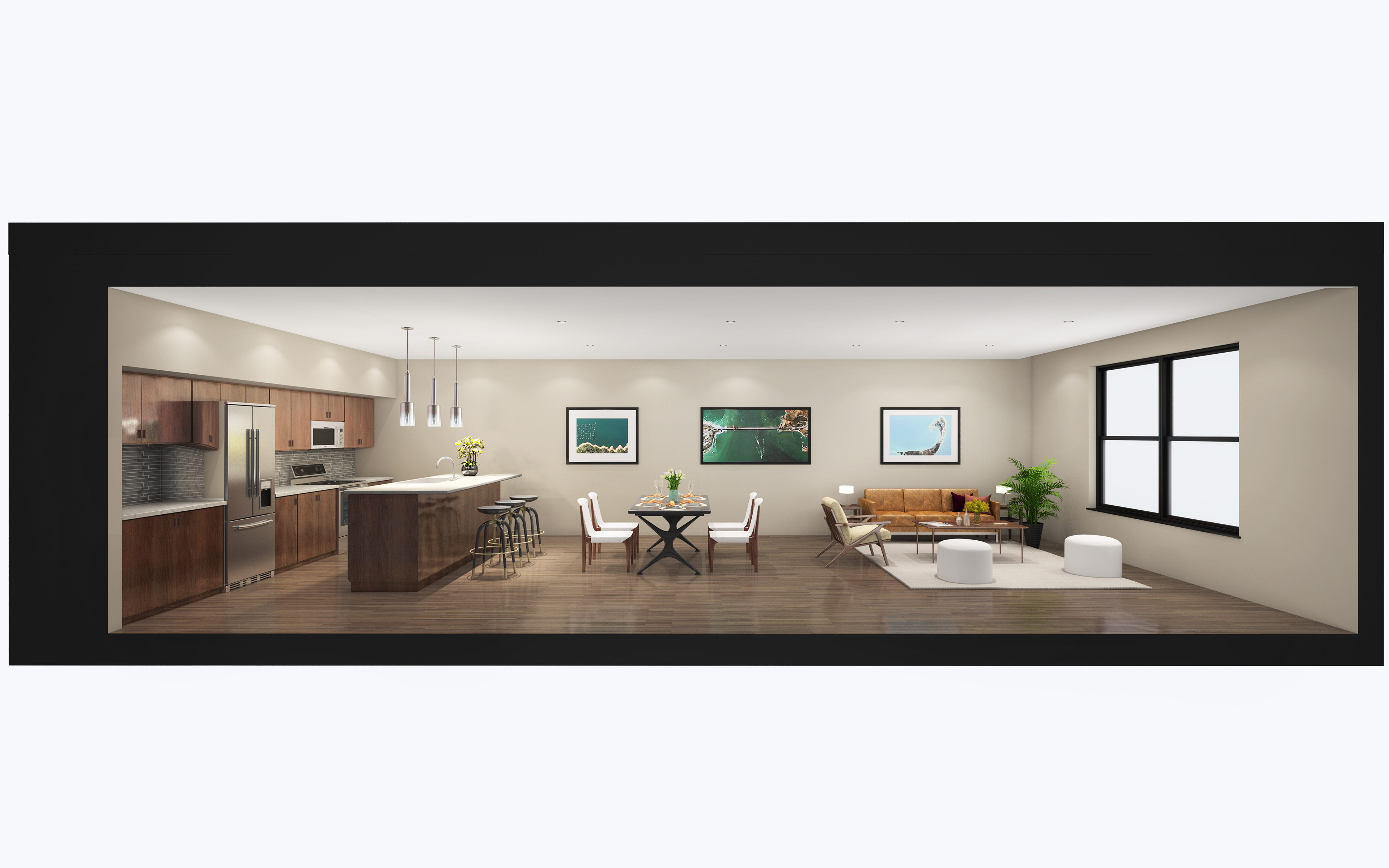 Interior rendering of a unit at Factory 243