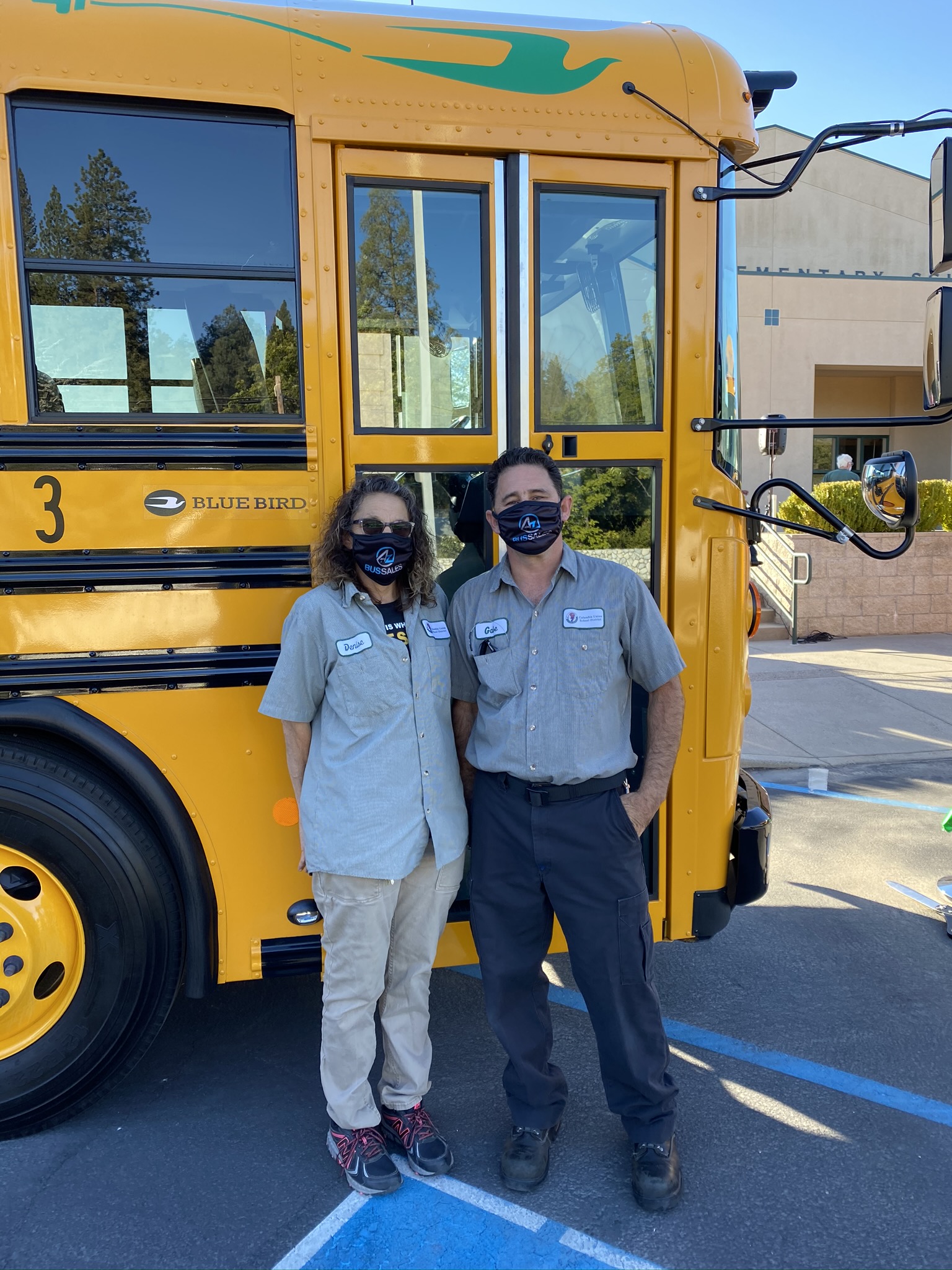 Columbia USD drivers celebrating their new Blue Bird All-Electric buses delivered by A-Z Bus Sales