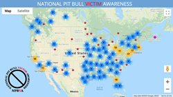 Interactive geographic map of media reports of pit bull attacks and deaths