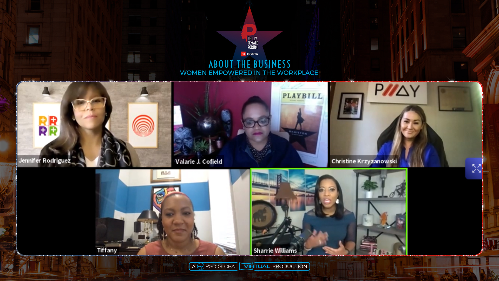 The Philly Female Forum "About The Business" Panel was hosted in the PGD Global Virtual Clubhouse.  A PGD Global Virtual Production.
