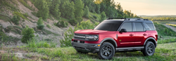 side view of a red 2021 Ford Bronco