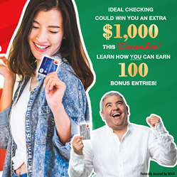 Ideal Credit Union’s popular $1,000 Holiday Debit Card Giveaway is back for another four weeks this holiday season. Ideal CU has held this promotion since 2012 and given away $32K to 32 lucky members.