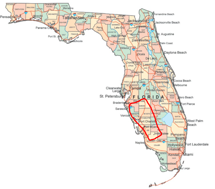 Approximate location of Eagle's second plant in the state of Florida.