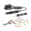 WORX MakerX Rotary Tool and Wood/Metal Crafter Combo Kit  includes rotary tool, wood/metal crafter, portable hub, 20V Power Share battery, 54 accessories with case, charger and storage bag.