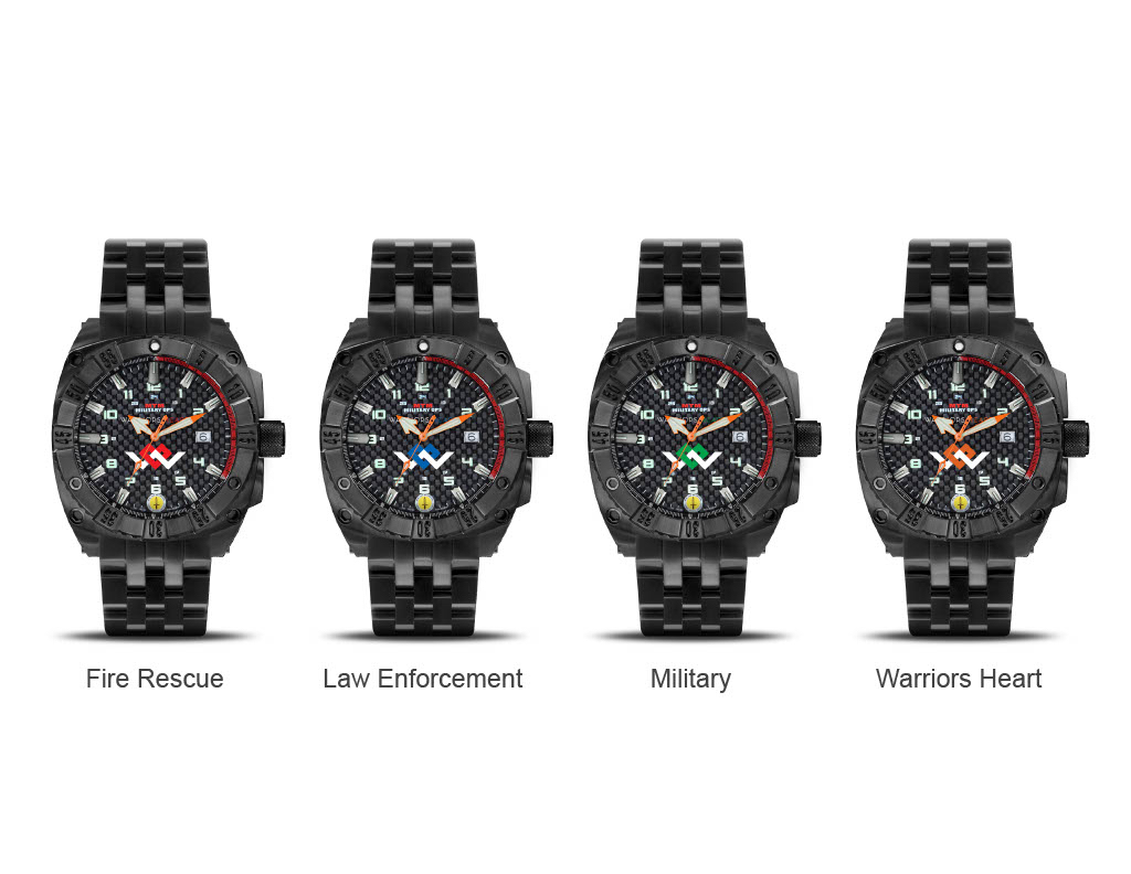 4 MTM Watches are in the limited-edition series of the MTM Warrior timepiece honoring Law Enforcement, Fire Rescue, Military and First Responders and benefits the Warriors Heart Foundation.