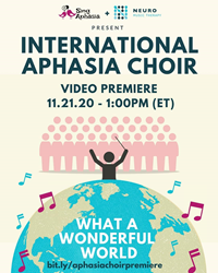 Banner of Aphasia Choir Premiere