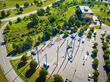 Aerial view of University at Buffalo SOAR Netted Drone Enclosure